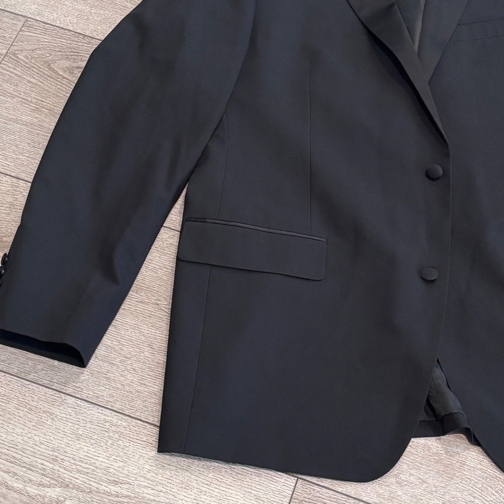 Nordstrom Rack Tuxedo Blazer Mens 48L Black Trim Fit Satin Lapel Formal Jacket - Picture 3 of 9